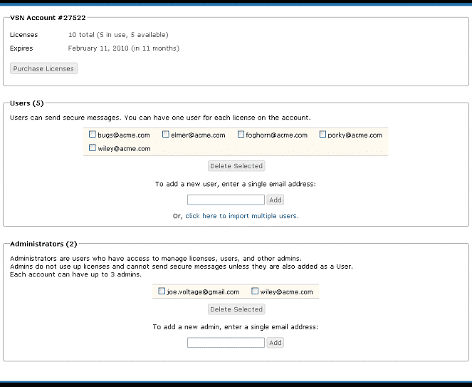 VSN Management Console